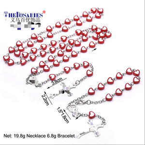 Collier de prière en acrylique coloré en forme de cœur, bijoux religieux pour femmes, cadeau, origine Yiwu - Product Image 3