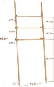 Étagère de rangement à 3 niveaux pour toilettes Étagère inclinable en bois massif Étagère de rangement supérieure pour toilettes de salle de bains - Product Image 3