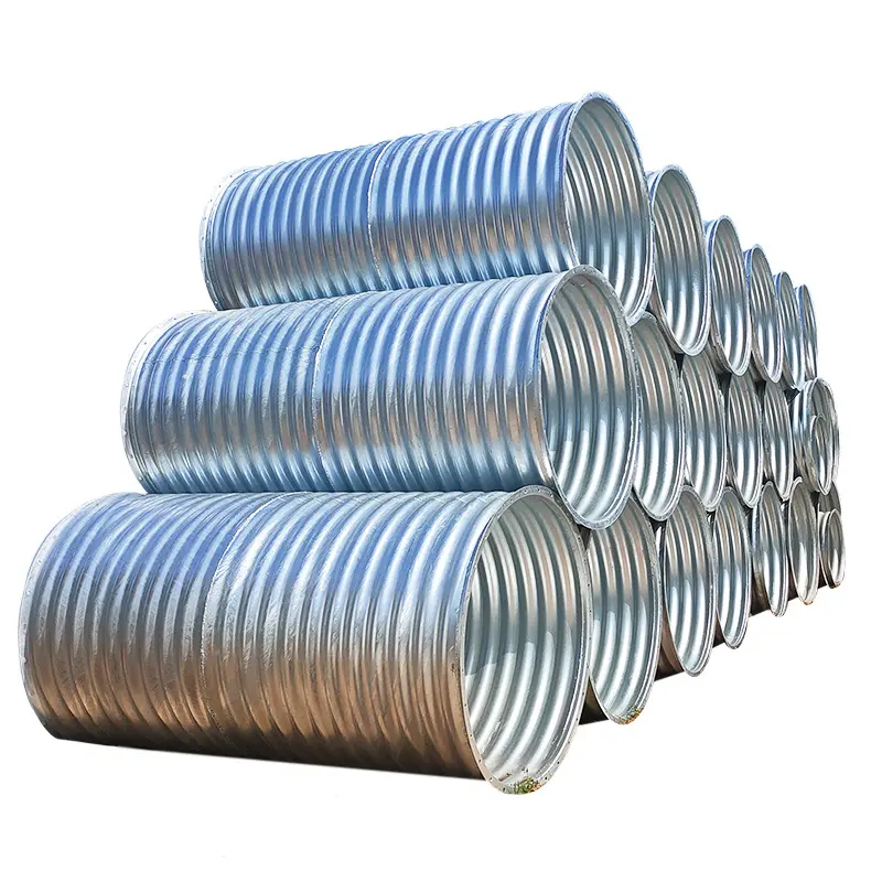 Large Diameter Galvanized Steel Highway Culvert Bridge Tunnel Underground Drainage Pipe Sewage Pipe Corrugated Culvert Pipe