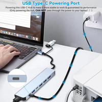Hub USB-C 7-en-1 en alliage d'aluminium avec ports USB-A, lecteur de cartes MicroSD et SD, design compact pour tablettes et smartphones