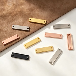 Étiquettes rectangulaires métalliques pour vêtements, en alliage de zinc plaqué, découpées au laser, pour sacs et sacs à main - Product Image 3