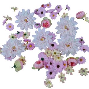 Ensemble de fleurs artificielles, 50 pièces, roses roses à tige unique, décorations de mariage Hanfu DIY, accessoire de bureau réaliste haut de gamme - Product Image 2