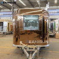 Remorque de camion de crème glacée en acier inoxydable doré, cuisine mobile, remorque alimentaire entièrement équipée, pour bonbons et chips, alimentation intégrée, résistante à la rouille
