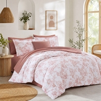 Ensemble de literie floral en coton pur 300TC personnalisé OEM, trois pièces, imprimé rose pivoine, housse de couette douce et respirante, chambre à coucher OEM ODM
