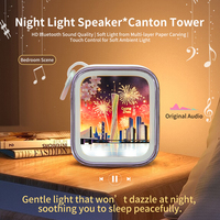 Porte-clés Bluetooth 3D en papier découpé en forme de Mini Tour de Canton avec veilleuse LED à commande tactile, souvenir touristique, vente en gros