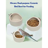 Bol à nourriture pour oiseaux en céramique, motif uni arrondi, support suspendu pour cage, pour perroquets, perruches, pinsons et agapornis