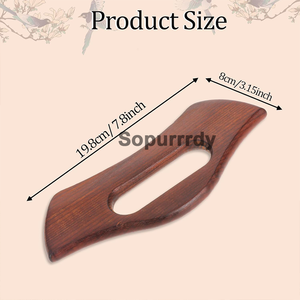 Outil Gua Sha multifonctionnel en bois massif avec logo personnalisé, pour massage des méridiens et drainage lymphatique, grattoir manuel en bois pour hommes et femmes - Product Image 2