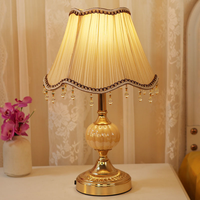 Lampe de Chevet Vintage pour Hôtel et Villa, Corps Métallique, Abat-jour Plissé à Perles, Fabricant OEM ODM Direct, Économique