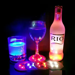 定制EVA发光二极管杯垫贴纸RGB发光二极管瓶照明杯垫香槟瓶或酒吧派对杯