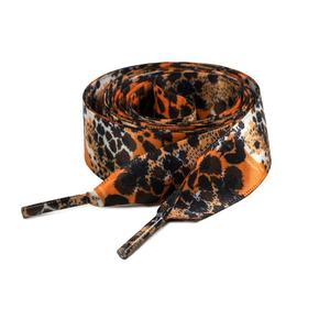 Lacets de chaussures plats en ruban de satin de 2 cm de large, lisses, soyeux, imprimé léopard animal, en polyester, pour chaussures décontractées pour femmes - Product Image 3