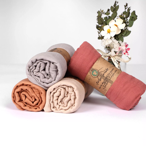 Coperta in Garza di Cotone Tinta Unita per <span class=keywords><strong>Neonati</strong></span>, Asciugamano da Bagno a 2 Strati e Fascia Avvolgente 102x76cm, Portatile per il Sonno del Bambino - Product Image 4