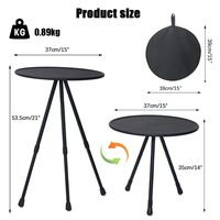 Table de camping pliable portable et réglable, table ronde pliable pour l'extérieur, rangement facile, table de voyage légère