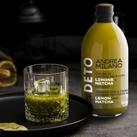 Vinagre de Sidra de Manzana Líquido, Sin Filtrar, Orgánico, Andrea Milano, con Matcha y Limón, Vegano Italiano, Botella de Vidrio de 500 ml