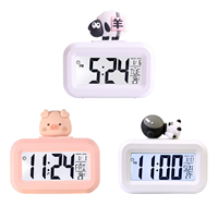 Reloj Digital LED Kawaii para niños, reloj despertador de cerdo de dibujos animados, reloj Digital bonito para dormitorio, mesita de noche, relojes despertadores para niños