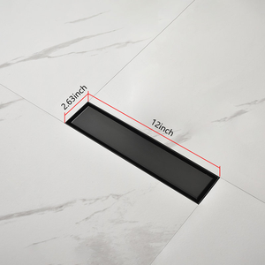 Desagüe de Ducha Invisible de 12 Pulgadas, Acabado Negro Mate, Acero Inoxidable, Inserto para Azulejos, Desagüe de Piso para Fácil Instalación Personalizada en Cuartos Húmedos - Product Image 2
