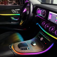 Kit de Luces Ambientales LED Premium para Mercedes Benz Clase E W213 2016-2023, Lámpara de Atmósfera con Bocina Giratoria 4D para Ventilación Turbo