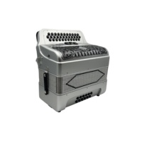 SEASOUND Accordéon Diatonique Professionnel 34 Boutons 12 Basses 3 Registers Argenté Grille Noire Argentée Boutons Noirs OEM JB3412C