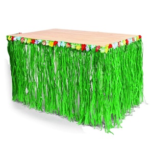 Gonna da Tavolo Verde Luau 9 Piedi X29 con Motivo Hibiscus per Feste Hawaiane, Accessori per Feste Luau SD761 - Product Image 1