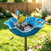 Bain à oiseaux et mangeoire pour oiseaux en métal Oniya, piquet de jardin, ornement décoratif en métal pour la pelouse, le patio, la décoration extérieure