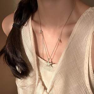 Collier pour femme en argent pur S925, sensation fraîche, bleu clair de lune, bleu de mer, avec diamant précieux, design de niche, pendentif de luxe léger - Product Image 2