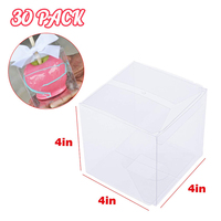 Anteng Lot de 25 boîtes à friandises en plastique transparent avec trou pour gâteaux, macarons, bonbons, macarons, boîtes d'emballage transparentes