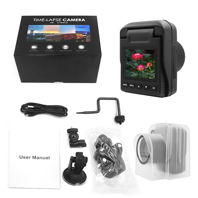 Mini Time Lapse Camera 2.0" TFT LCD 4K Video Nightshot 70 Wide Angle WiFi NFC Projection Construction Site Use