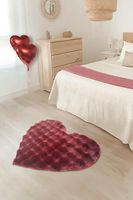 Tapis moderne en polyester Havana Red Heart Shaped Fluffy Shaggy, doux, extra épais, lavable, pelucheux, avec envers antidérapant en coton, pour la maison