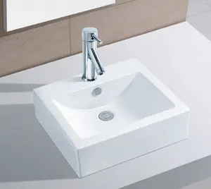 ODM & OEM маленькая керамическая белая настольная раковина, прямоугольная раковина для ванной комнаты, раковина, умывальник