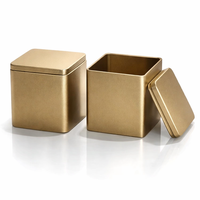 Boîte en métal carrée recyclable personnalisée 66*66*71mm de qualité alimentaire pour l'emballage du café, du chocolat, des bonbons, des noix, du matcha