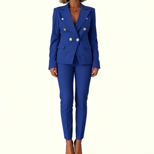 New <b>Explosion</b> Slim Double-breasted Solid <b>Color</b> Suit Pants Women's 2-piece Set Fashion - Product Image 6