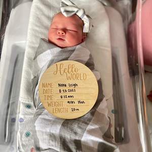 Cartoline pietra miliare in legno "ciao mondo" in compensato 15cm targhe pietra miliare - Product Image 2