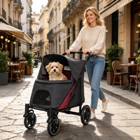 Poussette pliable à 4 roues pour animaux de compagnie de taille moyenne et grande, chariot d'extérieur pour chiens et chats âgés et handicapés