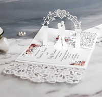 Carte d'invitation de mariage personnalisée de luxe découpée au laser en 3D et faite à la main avec enveloppe Décorations de mariage élégantes