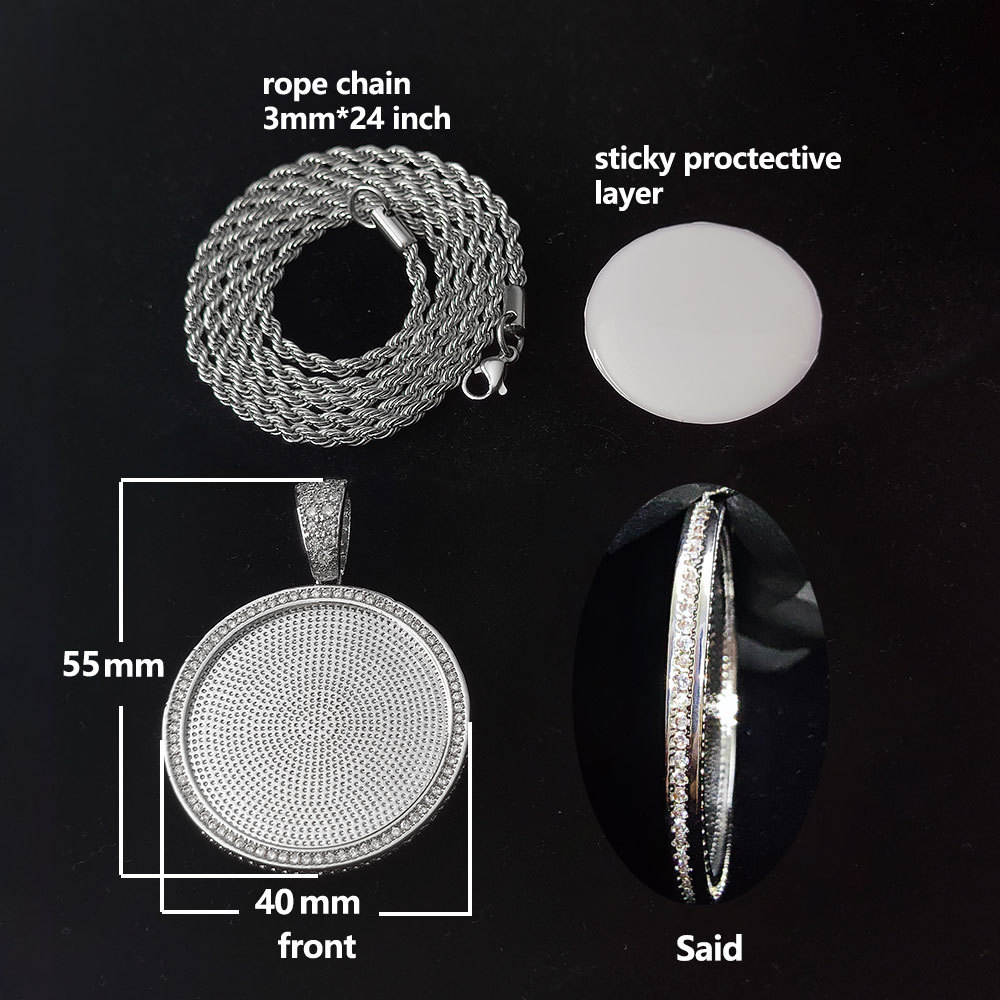 Argent 40 mm avec chaîne en corde gratuite