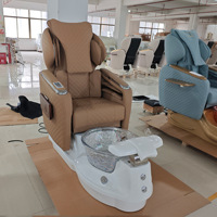 Fauteuil de massage SPA pour pédicure haut de gamme américain avec système de massage double, bain de pieds LED et inclinaison réglable pour salon de luxe