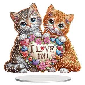 Handpainted Animal Subject Acrylic Love Cats 5D DIY <strong>Hobby</strong> <strong>Craft</strong> Ornament - Product Image 1