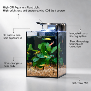 Großhandel All-in-One Desktop-Aquarium-Set, Integrierter Geräuschloser Filter & COB <span class=keywords><strong>LED</strong></span> Pflanzenlicht, Ultraklares Eisenarmes Glas Nano-Aquarium - Product Image 2