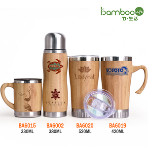 Bouteille d'eau à thé en <span class=keywords><strong>bois</strong></span> en acier inoxydable Offre Spéciale 304, flacon à large bouche, tasse à café, gobelets en bambou, <span class=keywords><strong>Thermos</strong></span> avec infuseur à thé - Product Image 3