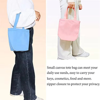 Bolsa Tote Mini de Lona con Logotipo Personalizado, Bolsa Tote Pequeña con Logotipo de Letras Personalizadas para Regalo, Bolsa de Color Estilo de Vida, MOQ Bajo
