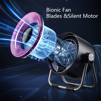 Ventilateur de bureau rechargeable avec brumisateur et écran numérique, pulvérisation rafraîchissante, réservoir d'eau de 180 ml, utilisation suspendue ou sur pied, batterie 4000 mAh
