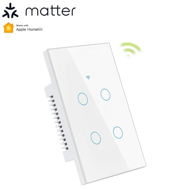 Matter Smart WiFi Zigbee Light Switch 4 Gang Touch Panel Apple Homekit Compatible
