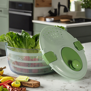 En iyi mutfak salata seti aracı yeşil büyük salata döndürücü kapaklı ve kase - Product Image 6