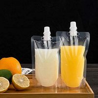 Pochette souple transparente rechargeable avec bec verseur et bouchon torsadé pour emballage de jus frais et de boissons