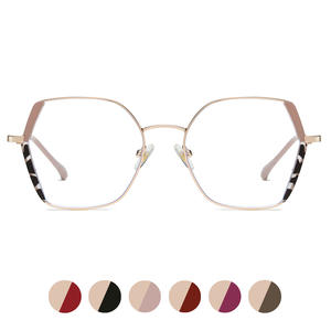 Monture de lunettes tendance géométrique 87259, monture complète, protection anti-lumière bleue, unisexe, verres en acrylique, design color block - Product Image 5