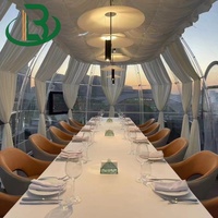 Dôme de glamping de luxe, tente en polycarbonate préfabriquée transparente, chambre ciel étoilé avec salle de bain pour le camping en plein air