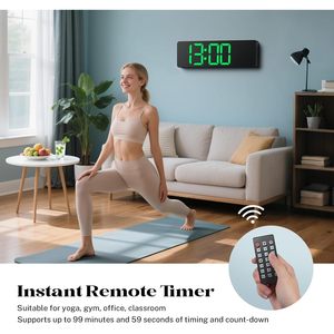 Brauthon 16 \ "大型デジタル教室時計LEDウォールクロックリモコンプラスチック素材日時週 & アラーム機能付き - Product Image 2