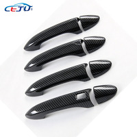 Coque de protection décorative extérieure pour poignée de porte de voiture ABS noir brillant et aspect fibre de carbone pour Jaecoo J5 EV RHD 2025