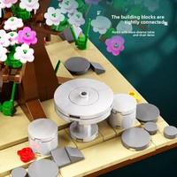 Mainan Blok Bangunan Plastik ABS Set Perakitan DIY Puzzle Pemandangan Jalanan Anak-anak Kompatibel dengan Model Pohon Sakura