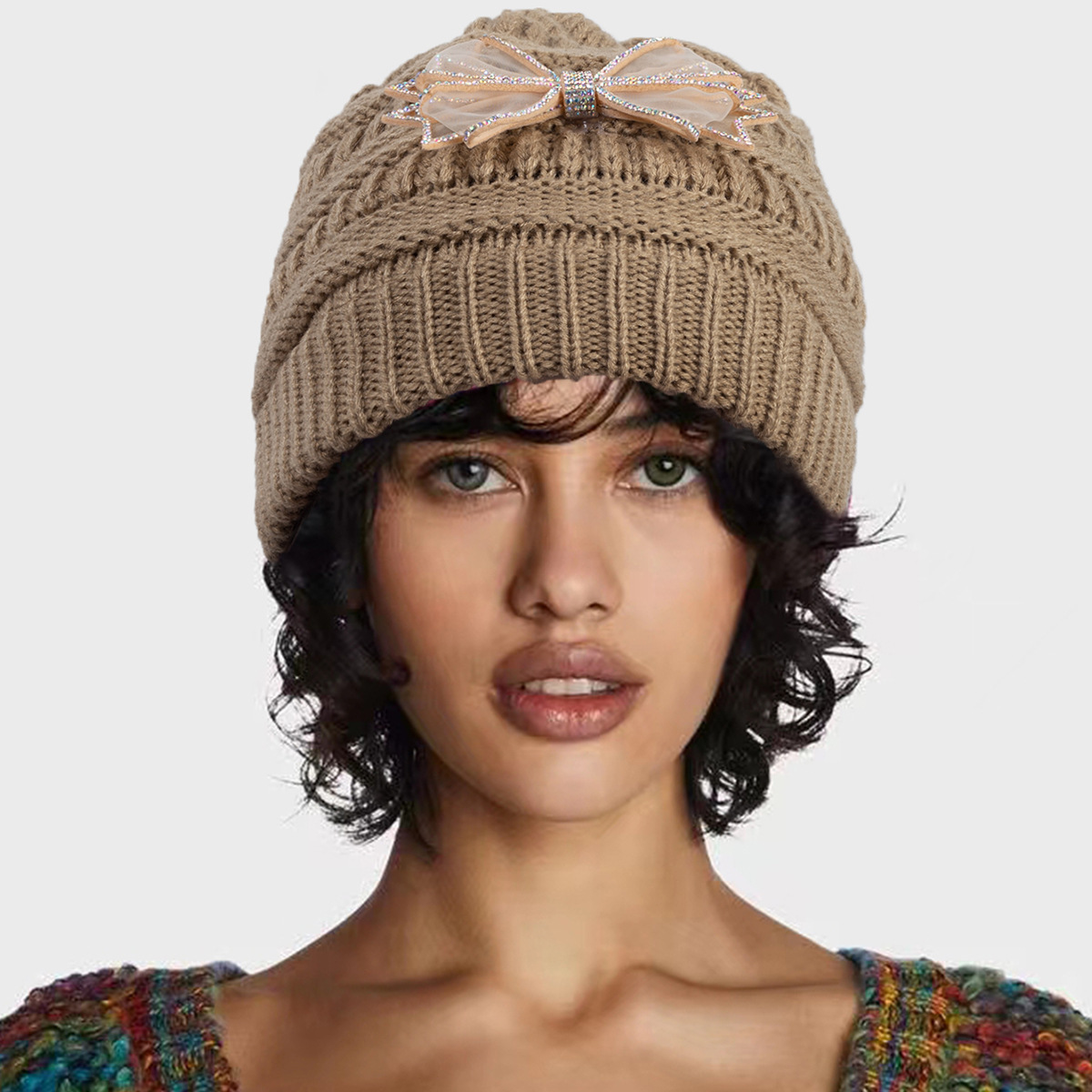 Stretchable Cable Knit Ponytail Beanie Hat for Bun Hand-knit Wool Messy Bun Hat: Aran Cable Ponytail Beanie - Etsy main image 2