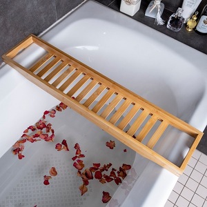 Étagère de rangement rectangulaire autoportante en bambou pour baignoire, 70x14.5x4cm, pour salle de bain et spa - Product Image 1